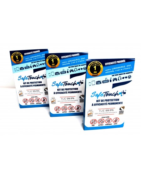 Pack Safe Touch + x 3 Kit de lingettes (Antimicrobien/Antiviral Efficace 1 an !)