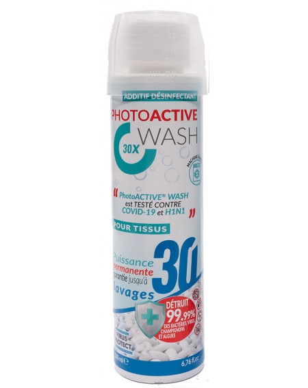 PhotoACTIVE Wash 30 lavages en bouteille de 200 ml, biocide permanent de traitement des textiles