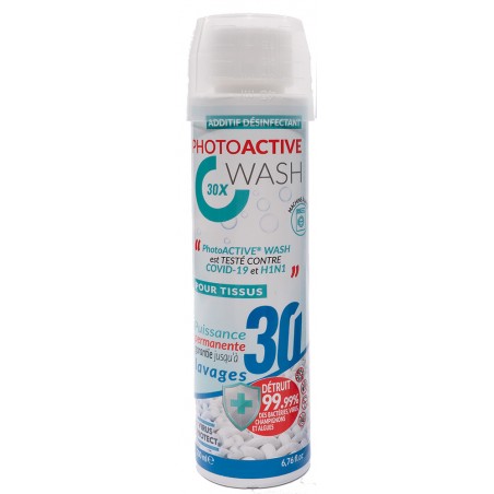 PhotoACTIVE Wash 30 lavages en bouteille de 200 ml, biocide permanent de traitement des textiles