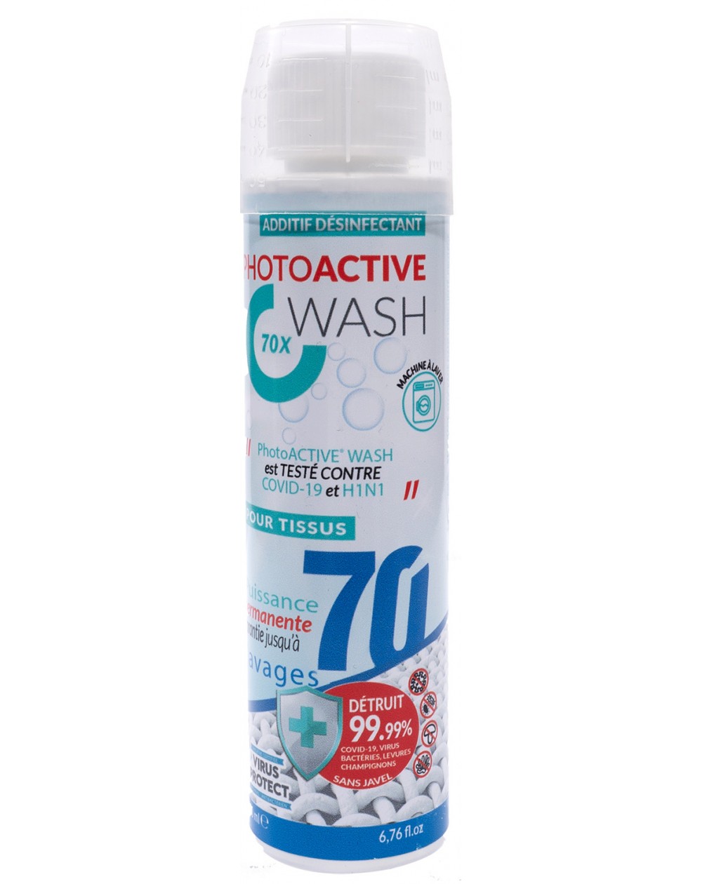 PhotoACTIVE Wash 70 lavages en bouteille de 200 ml, biocide permanent de traitement des textiles