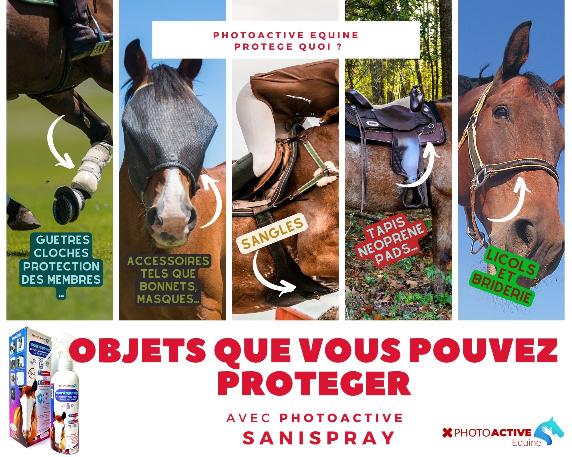 objets que vous pouvez protéger avec photoactive equine sanispray